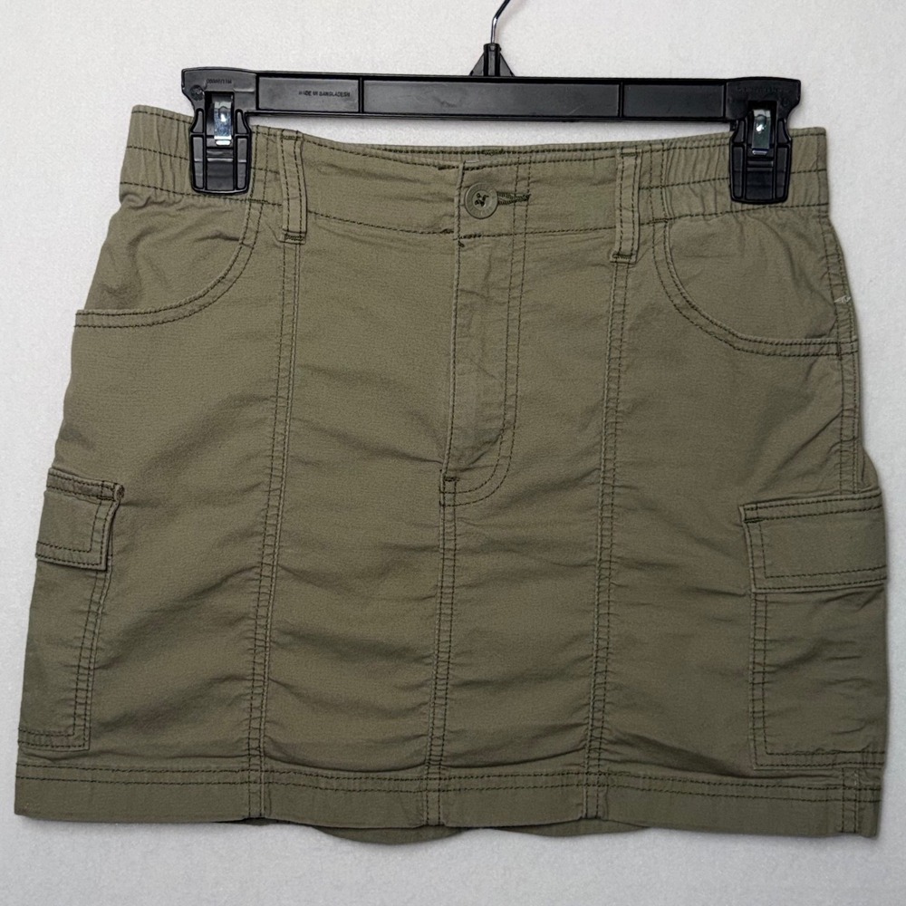 Hollister High Rise Cargo Mini Skirt Olive Green Utility Y2K